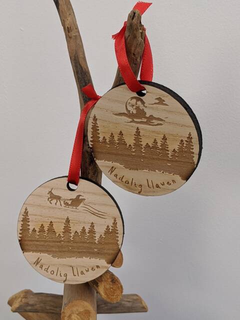 Merry Christmas/Nadolig Llawen Bauble - Pk5