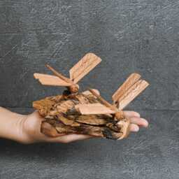 Hand Carved Wooden Dragonfly Couple Sculpture Tropical Home Decor, 8 - thumbnail 4