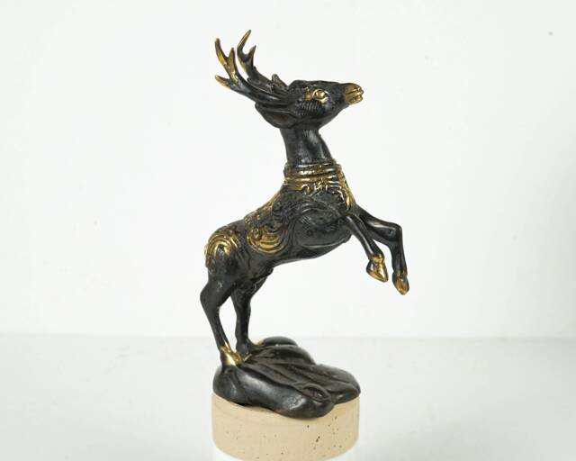 Bronze Prancing Deer Figurine, 6.4 - image 1