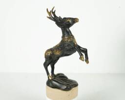 Bronze Prancing Deer Figurine, 6.4 - thumbnail 1