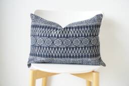 Indigo Neutral Tribal Hemp Hand Woven Natural Dye Color Lumbar Pillow Cover - thumbnail 1