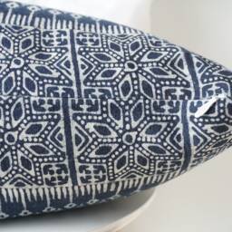 Indigo Neutral Tribal Hemp Hand Woven Natural Dye Color Lumbar Pillow Cover - thumbnail 3