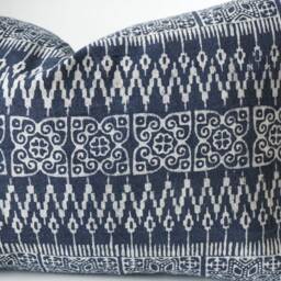 Indigo Neutral Tribal Hemp Hand Woven Natural Dye Color Lumbar Pillow Cover - thumbnail 2