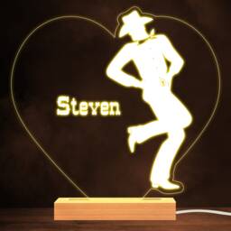 Heart Dancing Cowboy Warm White Lamp Personalised Gift Night Light - Bedroom - thumbnail 1