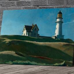 Lighthouse Hill Edward Hopper Canvas Framed Glossy Coated Premium With Metal Hanger Various Sizes - thumbnail 2