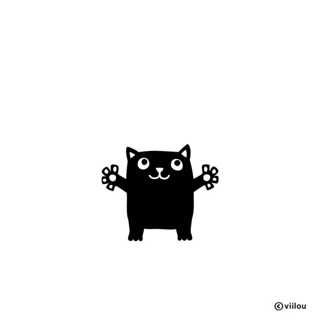 Wall Tattoo Cat Hug Me Illustration Decals Cats Stickers Black Cat Pictures Nursery Tattoos Kitten - image 1