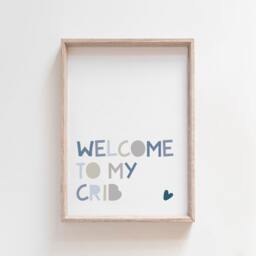 Set Of 2 Boys Nursery Prints, Welcome To My Crib Print, Wall Art, Boy Bedroom Muted Blue Decor - thumbnail 3
