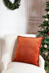 Burned Orange Velvet Pillow Covers, Flange Cover - thumbnail 1