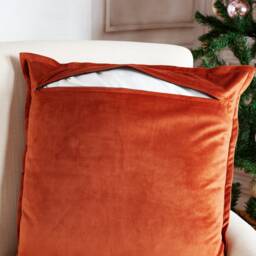 Burned Orange Velvet Pillow Covers, Flange Cover - thumbnail 3