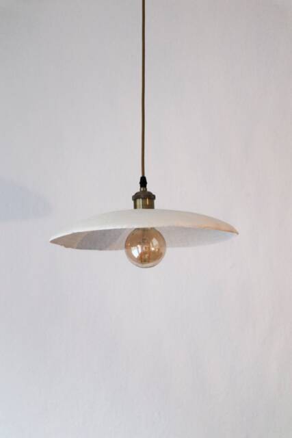 Handmade Paper Clay Pendant Lamp - Wabi Sabi Japandi Style - image 1