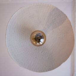Handmade Paper Clay Pendant Lamp - Wabi Sabi Japandi Style - thumbnail 2