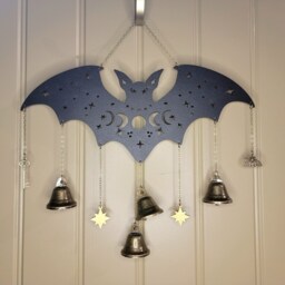 Bat Witch Bells Wood Wall Decor Hanging -Wood Wall Art - Witchy Altar - thumbnail 2