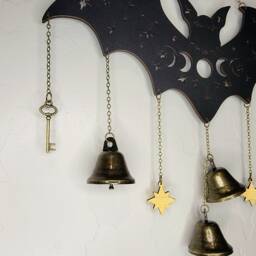 Bat Witch Bells Wood Wall Decor Hanging -Wood Wall Art - Witchy Altar - thumbnail 4