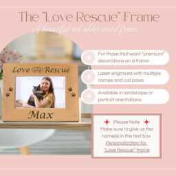Personalized Cat Picture Frame For Rescued Kitten, Custom Pet Adoption Gifts, Engraved Wooden Photo Display With Paw Prints - thumbnail 2
