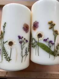 Western Wildflower Pressed Flower Candle Botanical Floral Decoration - 3x6 in Pillar Candle - thumbnail 1