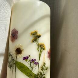 Western Wildflower Pressed Flower Candle Botanical Floral Decoration - 3x6 in Pillar Candle - thumbnail 4