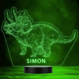 3D Style Triceratops Dinosaur Personalised Gift Colour Change Led Night Light - thumbnail 1