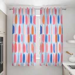 Contemporary Colorful Curtains, Soft Pastel Pink Blue Orange Oval Drapes, Custom Made Window Panels - thumbnail 3