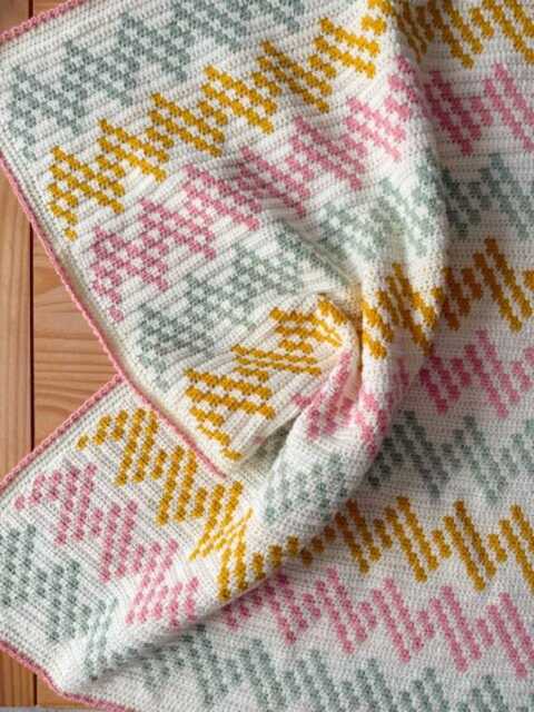 Chevron Tiles Blanket Pattern - Crochet PDF Download Tapestry Throw - image 1