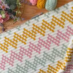 Chevron Tiles Blanket Pattern - Crochet PDF Download Tapestry Throw - thumbnail 3
