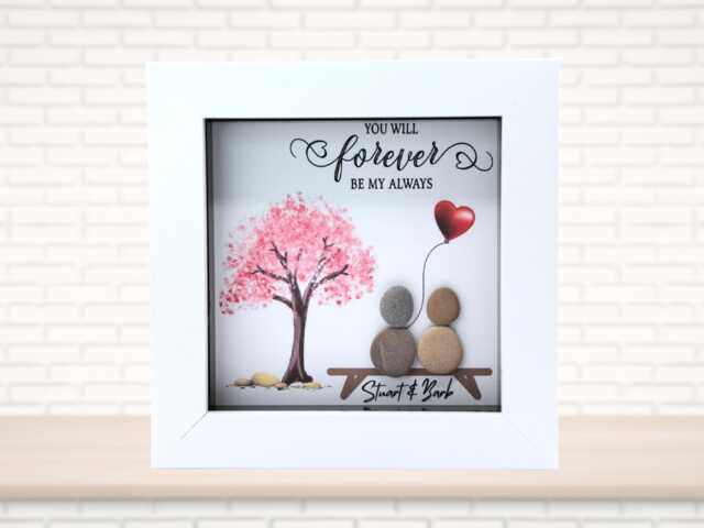 Personalised Couple Pebble Art Picture - Handmade Valentines Gift - image 1