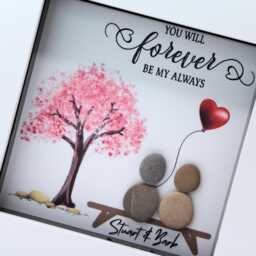 Personalised Couple Pebble Art Picture - Handmade Valentines Gift - thumbnail 2