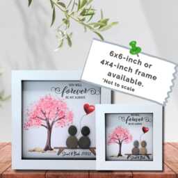 Personalised Couple Pebble Art Picture - Handmade Valentines Gift - thumbnail 3
