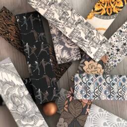 Hardwood Door Stop Wedge - Liberty Print Designs Black Grey - thumbnail 2