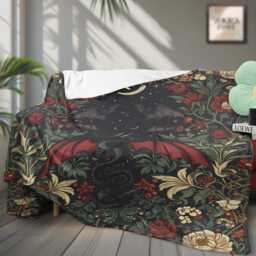 Fantasy Dragon & Flower Fleece Blanket, Reading Blanket Gift, Gift For Book Lovers, Decor - thumbnail 3