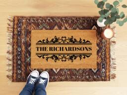 Custom Welcome Mat For Home Surname - Wedding Gift Idea Name Sign Funny Personalised Doormat - thumbnail 1