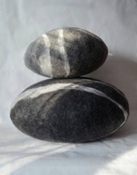 Felted Wool Stone Pillow, Sea Pebble Decor, Natural Home Accent, Pouf