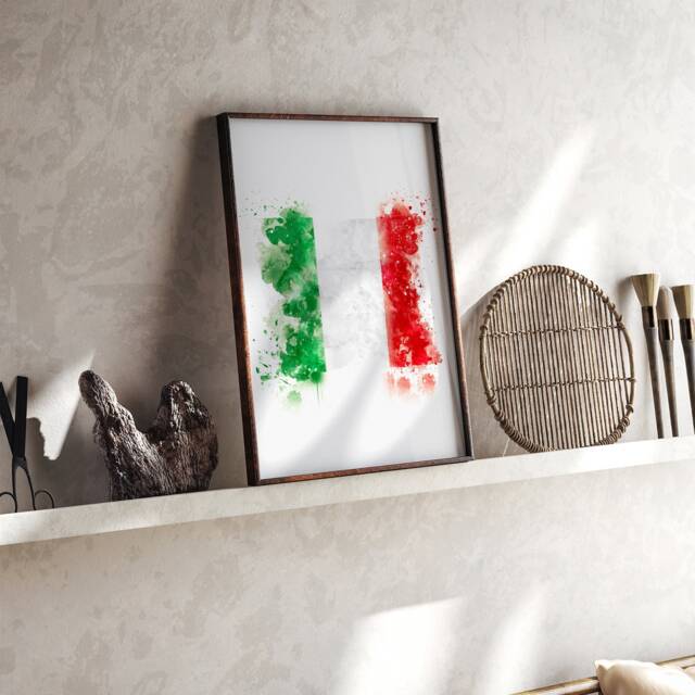 Italy Watercolor Flag Wall Art Print - Travel Poster