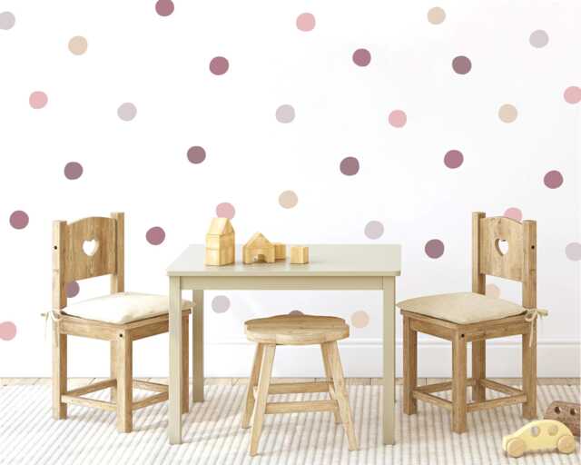 Polka Dot Wall Decals Nursery Decor, Dusky Pink, Boho Neutral, Pack 90, 2 Inch - image 1