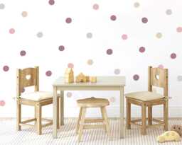 Polka Dot Wall Decals Nursery Decor, Dusky Pink, Boho Neutral, Pack 90, 2 Inch - thumbnail 1