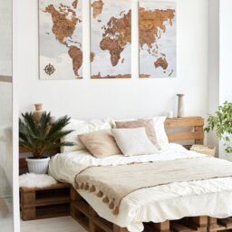 World Map Wall Art 5Th Anniversary Gift, Push Pin Gift For Boyfriend, Apartment Decor 3 Piece Art, Travel Couples - thumbnail 4