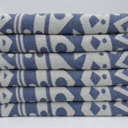 "Round Patterned Towel, Navy Blue Towel, Ultra Soft Towel, Double Face Towel, Turkish Peshtemal, 40""x70" - thumbnail 2