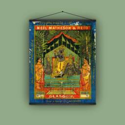 India, Trade Label, Glasgow, Wall Hanging, Pull Down Chart, Early 1900S, Fabric Neil Matheson & Reid, Dancers, Ethnic, Costume - thumbnail 1