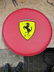 Themed Embroidered Stool Top On Real Leather - thumbnail 1