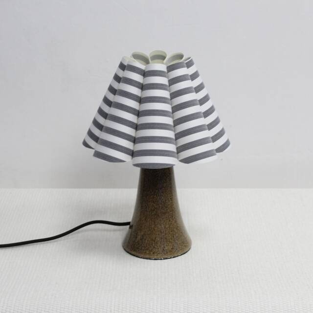 Gray Striped Fabric Lampshade Table Lamp For Home Decor-99# - image 1