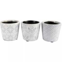 Light Blue Dutch Pot - 3 Designs Geometric Design Crackle Glaze Plant Rustic Cover Succulent Planter - thumbnail 4