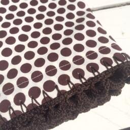 Pillowcase With Crocheted Edging Brown Organic, Polka Dot, Granny Chic, Shabby Cottage Chic - thumbnail 4