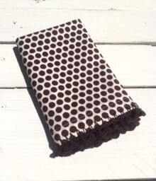 Pillowcase With Crocheted Edging Brown Organic, Polka Dot, Granny Chic, Shabby Cottage Chic - thumbnail 1