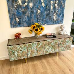 Midcentury Modern Copper Patina Sideboard With Gold Feet - thumbnail 3