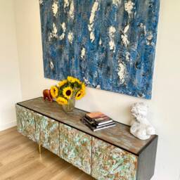 Midcentury Modern Copper Patina Sideboard With Gold Feet - thumbnail 2