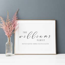 Personalised Family Surname Print With Names & Heart Spacers - Custom Or Couples Wall Art Home Decor Gifts - L001 - thumbnail 2