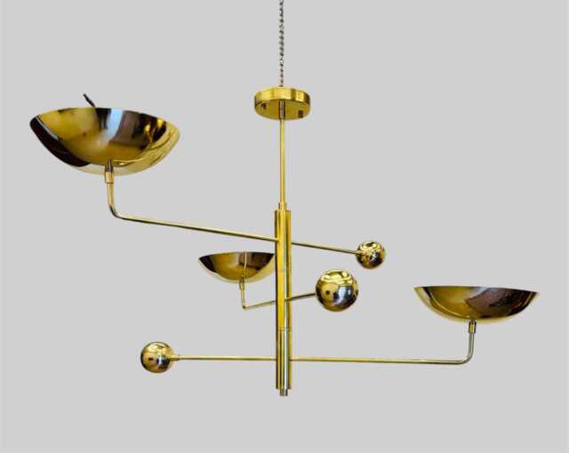 3 Pendant Sputnik Light - Antique Brass Chandelier Mid Century Modern Ceiling Fixture Custom Kitchen Lighting - image 1