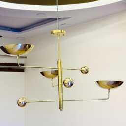 3 Pendant Sputnik Light - Antique Brass Chandelier Mid Century Modern Ceiling Fixture Custom Kitchen Lighting - thumbnail 3