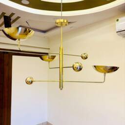 3 Pendant Sputnik Light - Antique Brass Chandelier Mid Century Modern Ceiling Fixture Custom Kitchen Lighting - thumbnail 2