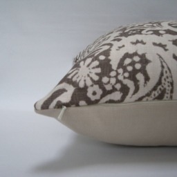 Kravet Paisley Linen Pillow Cover, Brown & Cream Accent, 18x18 Ballard Designs - thumbnail 2