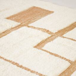 Moroccan Rug White - Handmade Furniture & Decor White Brown Tufted Mid Century Modern Area Minimalist Beni Ourain - thumbnail 2